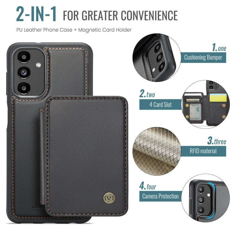 For Samsung Galaxy A13 5G JEEHOOD J05 Business Magnetic Style RFID Leather Phone Case(Black)