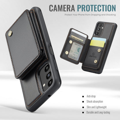 For Samsung Galaxy A13 5G JEEHOOD J05 Business Magnetic Style RFID Leather Phone Case(Black)