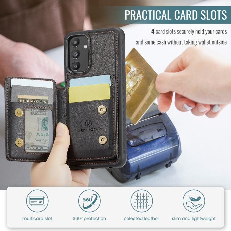 For Samsung Galaxy A13 5G JEEHOOD J05 Business Magnetic Style RFID Leather Phone Case(Black)