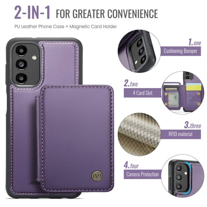 For Samsung Galaxy A13 5G JEEHOOD J05 Business Magnetic Style RFID Leather Phone Case(Purple)