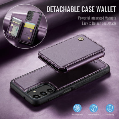 For Samsung Galaxy A13 5G JEEHOOD J05 Business Magnetic Style RFID Leather Phone Case(Purple)
