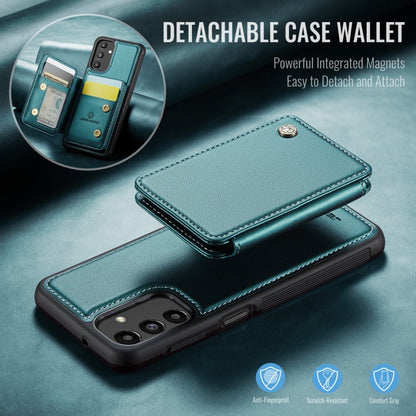 For Samsung Galaxy A13 5G JEEHOOD J05 Business Magnetic Style RFID Leather Phone Case(Blue Green)