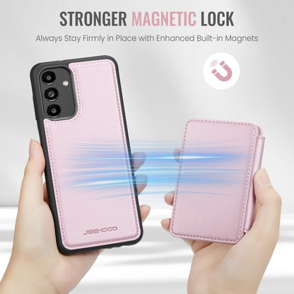 For Samsung Galaxy A13 5G JEEHOOD J05 Business Magnetic Style RFID Leather Phone Case(Pink)