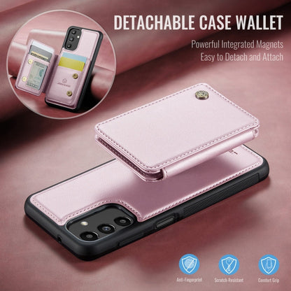 For Samsung Galaxy A13 5G JEEHOOD J05 Business Magnetic Style RFID Leather Phone Case(Pink)