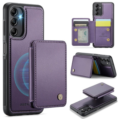For Samsung Galaxy A14 4G / 5G JEEHOOD J05 Business Magnetic Style RFID Leather Phone Case(Purple)