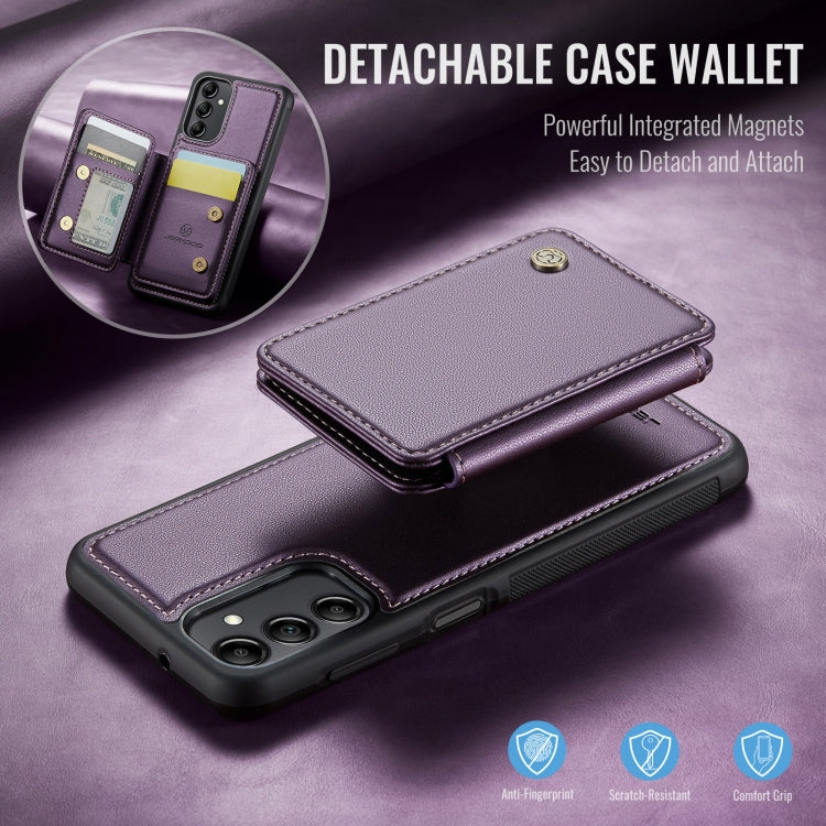 For Samsung Galaxy A14 4G / 5G JEEHOOD J05 Business Magnetic Style RFID Leather Phone Case(Purple)