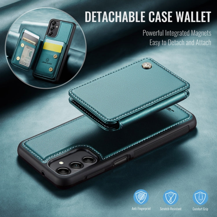 For Samsung Galaxy A14 4G / 5G JEEHOOD J05 Business Magnetic Style RFID Leather Phone Case(Blue Green)