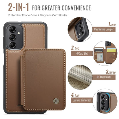 For Samsung Galaxy A14 4G / 5G JEEHOOD J05 Business Magnetic Style RFID Leather Phone Case(Brown)