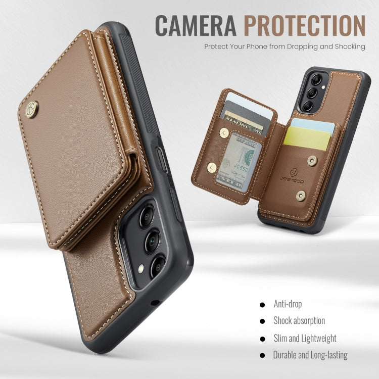 For Samsung Galaxy A14 4G / 5G JEEHOOD J05 Business Magnetic Style RFID Leather Phone Case(Brown)