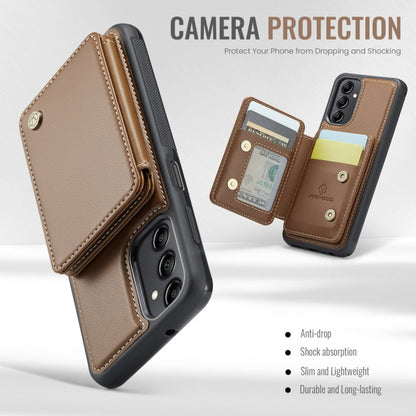 For Samsung Galaxy A14 4G / 5G JEEHOOD J05 Business Magnetic Style RFID Leather Phone Case(Brown)