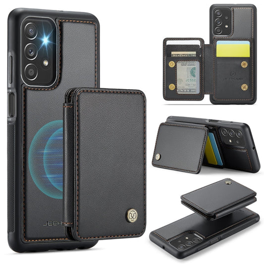 Pour Samsung Galaxy A23 JEEHOOD J05 Étui portefeuille en cuir avec protection RFID et fermeture magnétique (Noir)