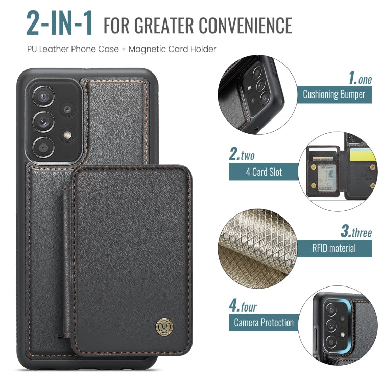 For Samsung Galaxy A23 JEEHOOD J05 Business Magnetic Style RFID Leather Phone Case(Black)