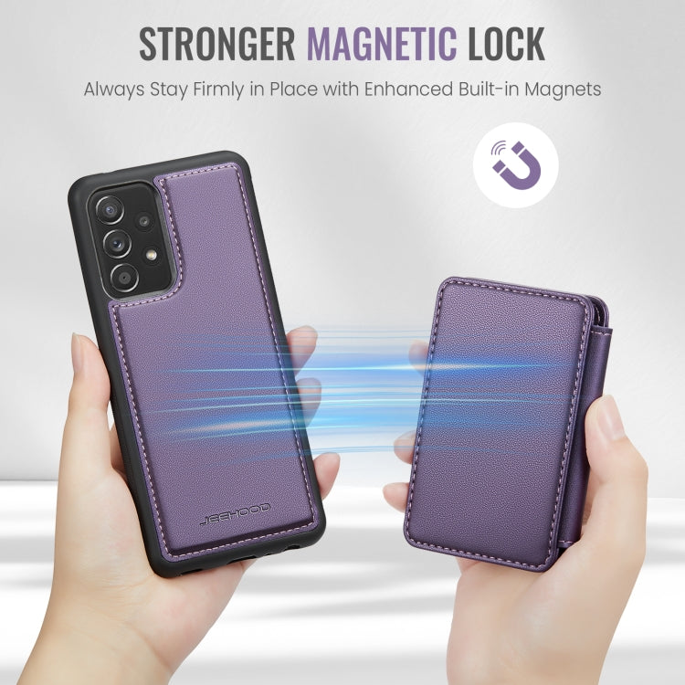 For Samsung Galaxy A23 JEEHOOD J05 Business Magnetic Style RFID Leather Phone Case(Purple)
