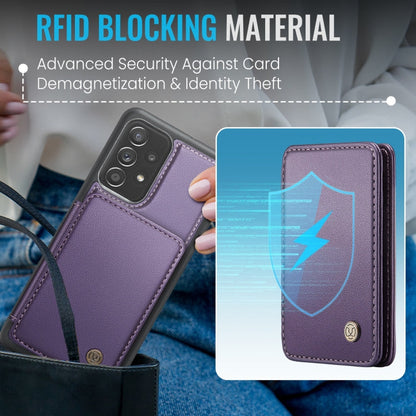 For Samsung Galaxy A23 JEEHOOD J05 Business Magnetic Style RFID Leather Phone Case(Purple)