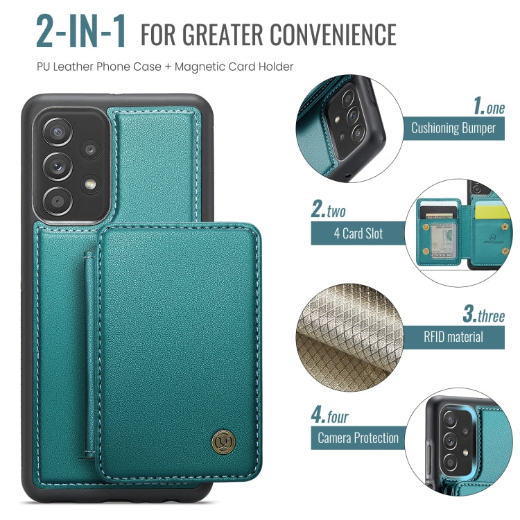 For Samsung Galaxy A23 JEEHOOD J05 Business Magnetic Style RFID Leather Phone Case(Blue Green)