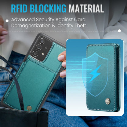 For Samsung Galaxy A23 JEEHOOD J05 Business Magnetic Style RFID Leather Phone Case(Blue Green)