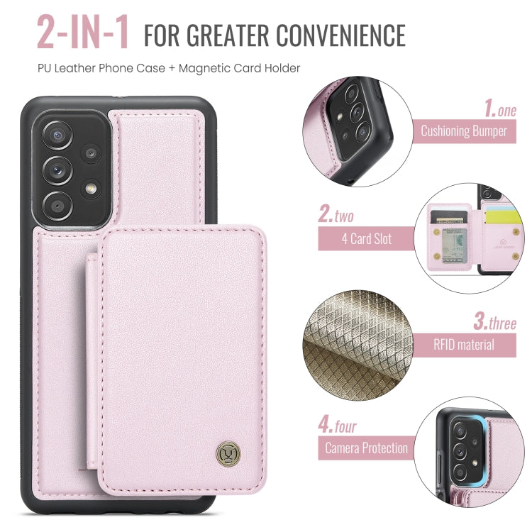 For Samsung Galaxy A23 JEEHOOD J05 Business Magnetic Style RFID Leather Phone Case(Pink)