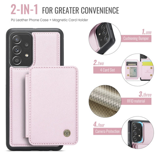 Pour Samsung Galaxy A23 JEEHOOD J05 Housse de téléphone en cuir RFID de style professionnel magnétique (rose)