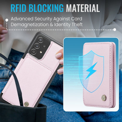 For Samsung Galaxy A23 JEEHOOD J05 Business Magnetic Style RFID Leather Phone Case(Pink)