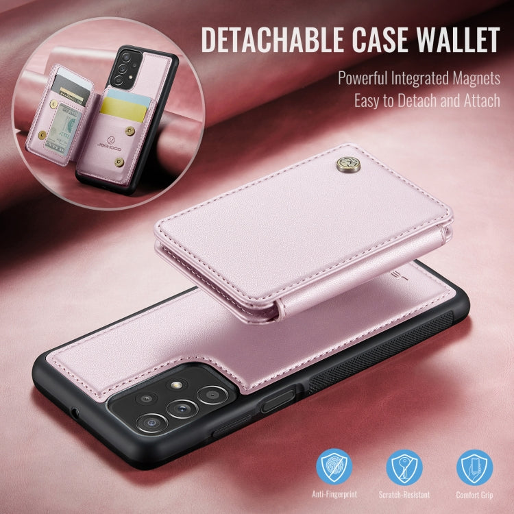For Samsung Galaxy A23 JEEHOOD J05 Business Magnetic Style RFID Leather Phone Case(Pink)