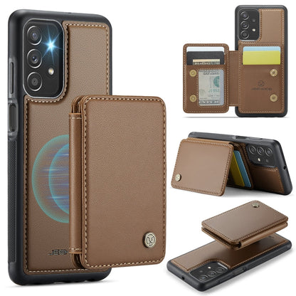 For Samsung Galaxy A23 JEEHOOD J05 Business Magnetic Style RFID Leather Phone Case(Brown)