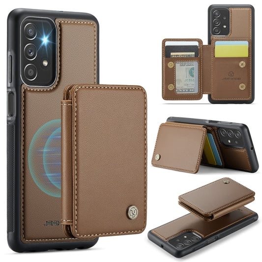 Pour Samsung Galaxy A23 JEEHOOD J05 Étui de téléphone en cuir RFID de style magnétique professionnel (marron)