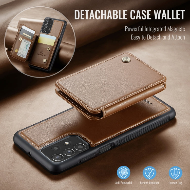 For Samsung Galaxy A23 JEEHOOD J05 Business Magnetic Style RFID Leather Phone Case(Brown)