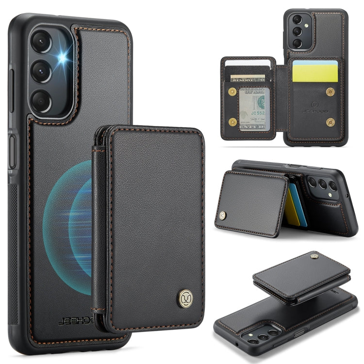 For Samsung Galaxy A24 4G JEEHOOD J05 Business Magnetic Style RFID Leather Phone Case(Black)