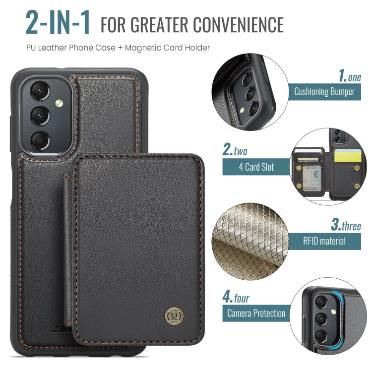 For Samsung Galaxy A24 4G JEEHOOD J05 Business Magnetic Style RFID Leather Phone Case(Black)