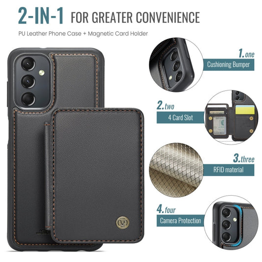 For Samsung Galaxy A24 4G JEEHOOD J05 Business Magnetic Style RFID Leather Phone Case(Black)