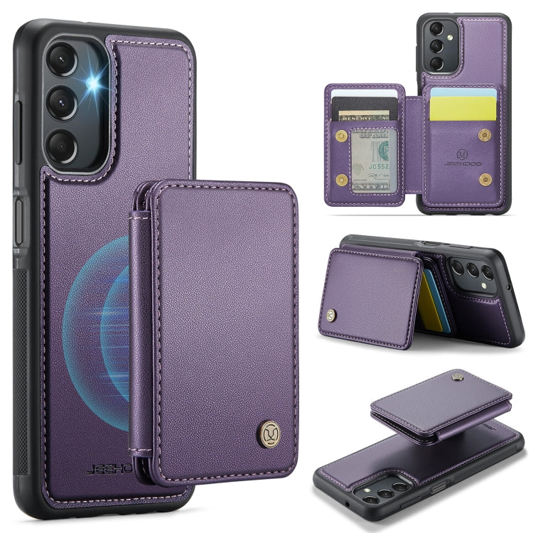 For Samsung Galaxy A24 4G JEEHOOD J05 Business Magnetic Style RFID Leather Phone Case(Purple)