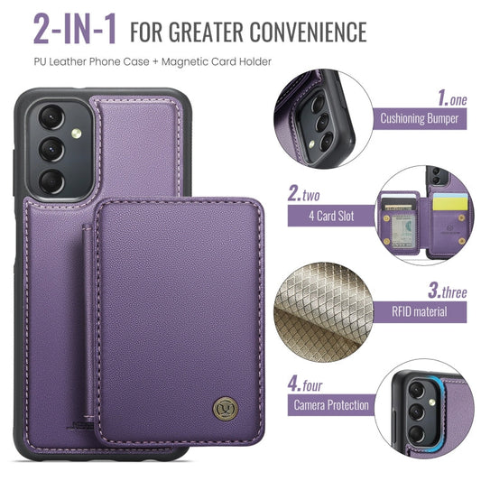 For Samsung Galaxy A24 4G JEEHOOD J05 Business Magnetic Style RFID Leather Phone Case(Purple)