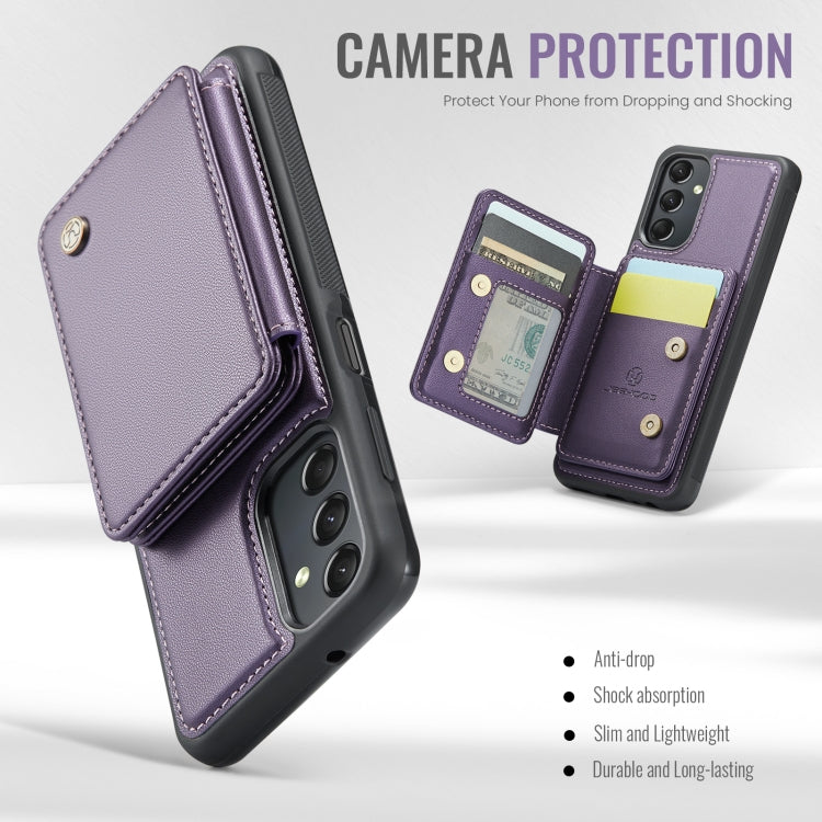 For Samsung Galaxy A24 4G JEEHOOD J05 Business Magnetic Style RFID Leather Phone Case(Purple)