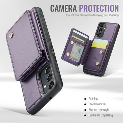For Samsung Galaxy A24 4G JEEHOOD J05 Business Magnetic Style RFID Leather Phone Case(Purple)