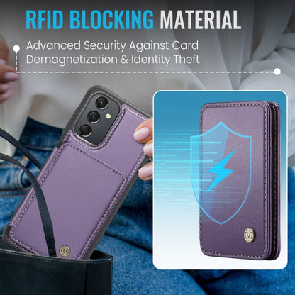 For Samsung Galaxy A24 4G JEEHOOD J05 Business Magnetic Style RFID Leather Phone Case(Purple)
