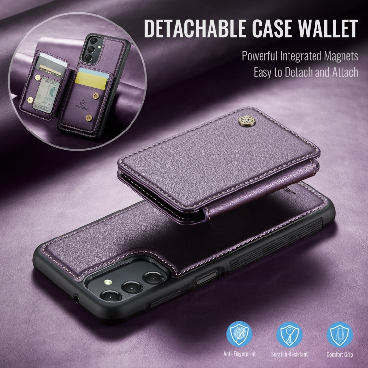 For Samsung Galaxy A24 4G JEEHOOD J05 Business Magnetic Style RFID Leather Phone Case(Purple)