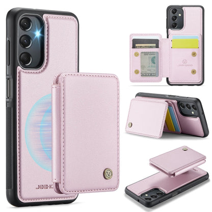 For Samsung Galaxy A24 4G JEEHOOD J05 Business Magnetic Style RFID Leather Phone Case(Pink)