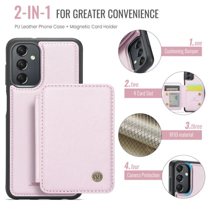 For Samsung Galaxy A24 4G JEEHOOD J05 Business Magnetic Style RFID Leather Phone Case(Pink)