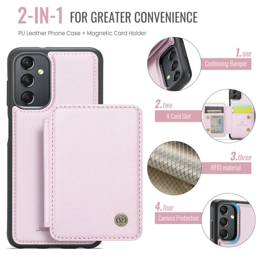 For Samsung Galaxy A24 4G JEEHOOD J05 Business Magnetic Style RFID Leather Phone Case(Pink)