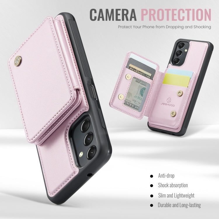 For Samsung Galaxy A24 4G JEEHOOD J05 Business Magnetic Style RFID Leather Phone Case(Pink)