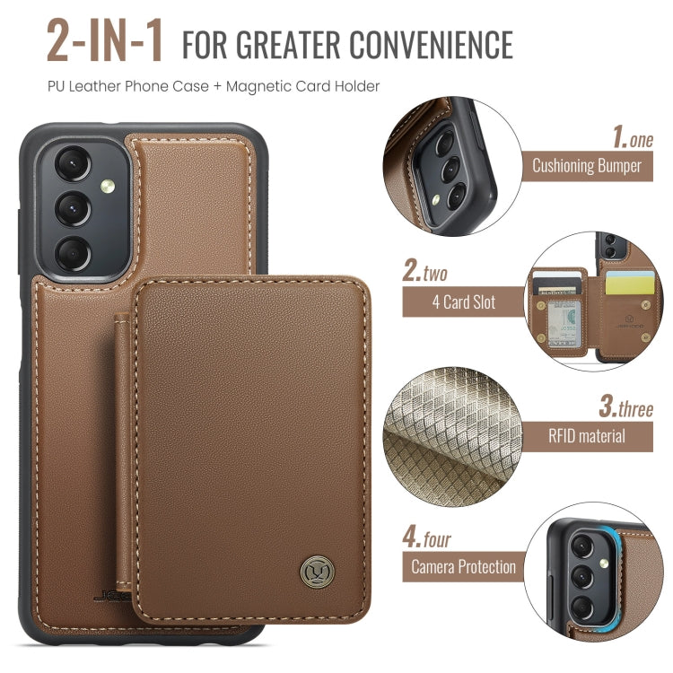 For Samsung Galaxy A24 4G JEEHOOD J05 Business Magnetic Style RFID Leather Phone Case(Brown)