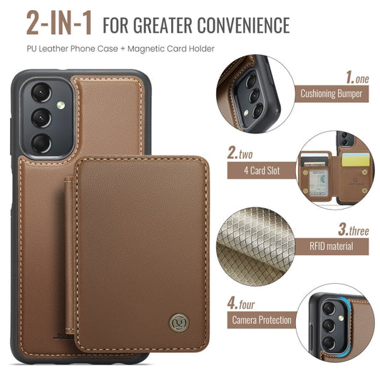 For Samsung Galaxy A24 4G JEEHOOD J05 Business Magnetic Style RFID Leather Phone Case(Brown)