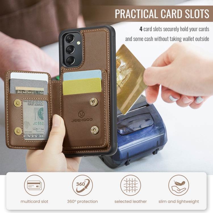 For Samsung Galaxy A24 4G JEEHOOD J05 Business Magnetic Style RFID Leather Phone Case(Brown)