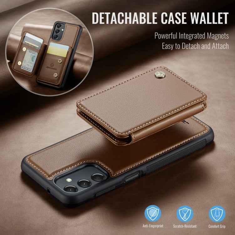 For Samsung Galaxy A24 4G JEEHOOD J05 Business Magnetic Style RFID Leather Phone Case(Brown)