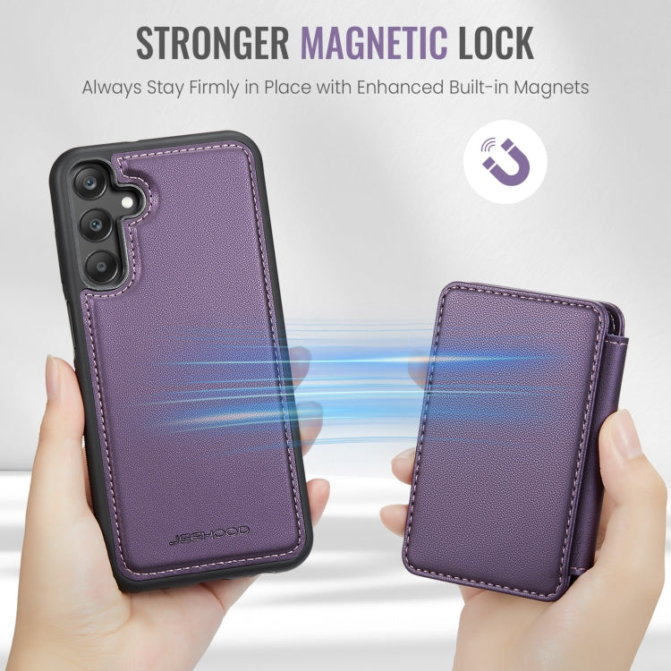 For Samsung Galaxy A25 JEEHOOD J05 Business Magnetic Style RFID Leather Phone Case(Purple)
