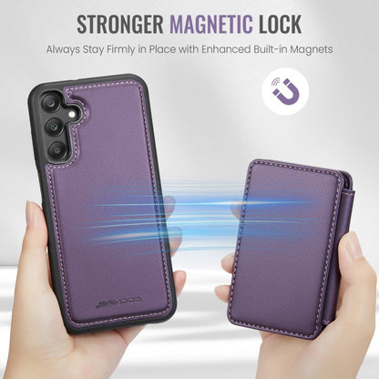 For Samsung Galaxy A25 JEEHOOD J05 Business Magnetic Style RFID Leather Phone Case(Purple)