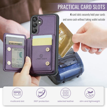 For Samsung Galaxy A25 JEEHOOD J05 Business Magnetic Style RFID Leather Phone Case(Purple)