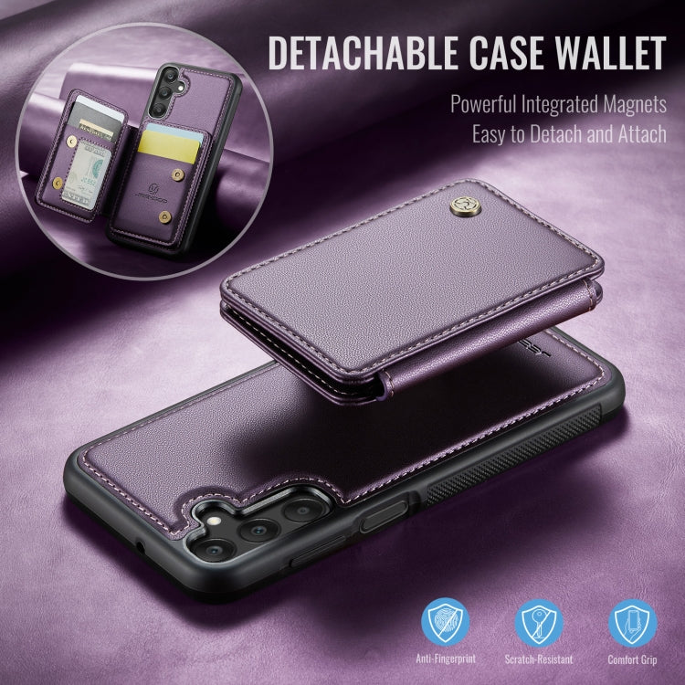For Samsung Galaxy A25 JEEHOOD J05 Business Magnetic Style RFID Leather Phone Case(Purple)