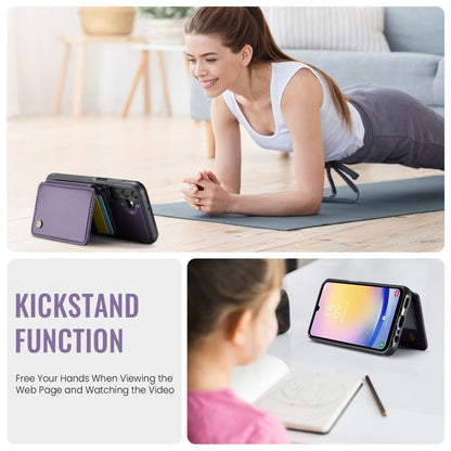 For Samsung Galaxy A25 JEEHOOD J05 Business Magnetic Style RFID Leather Phone Case(Purple)