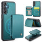 For Samsung Galaxy A25 JEEHOOD J05 Business Magnetic Style RFID Leather Phone Case(Blue Green)